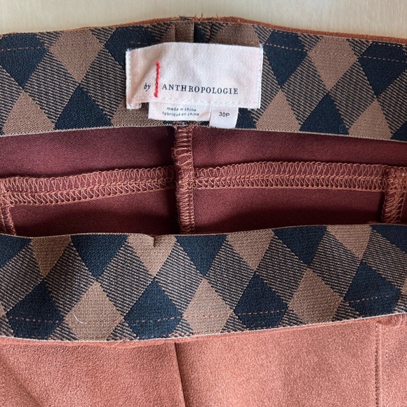 Anthropologie Brown Skinny Faux Suede Leggings zipper details size 30 petite - Picture 5 of 12